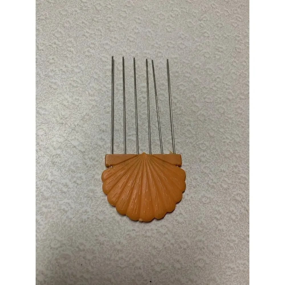 Vintage Peach Clam Sea Shell Celluloid Hair Fork Comb Pick Accessory Missing Bal